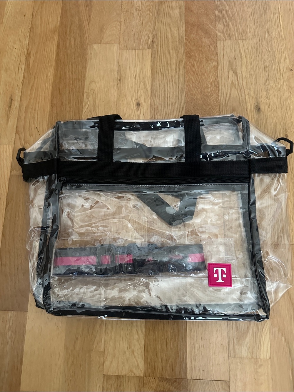 T-Mobile Clear PVC Tote Bag with Black Trim and Pink Logo
